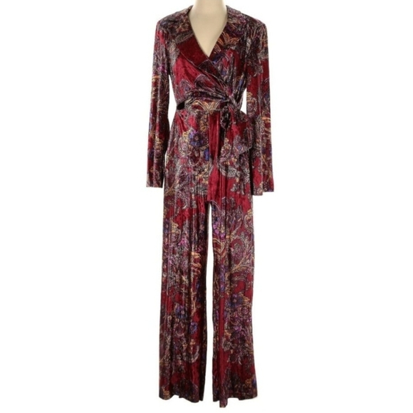 Free People Red and Purple Paisley Jumpsuit - Picture 4 of 6